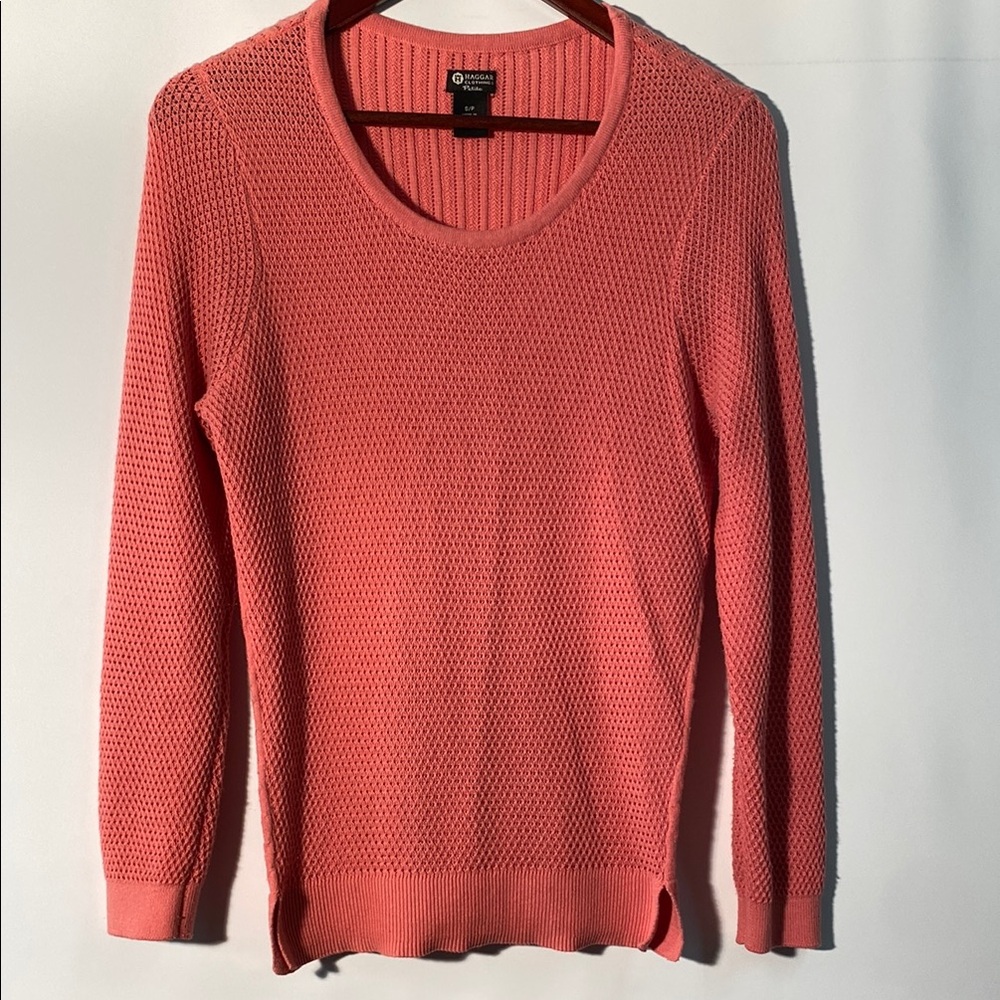 Haggar Orange Crew Neck Sweater Fine Knit